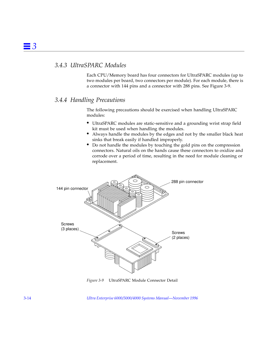 Sun Microsystems 6000, 4000, 5000 manual UltraSPARC Modules, Handling Precautions 