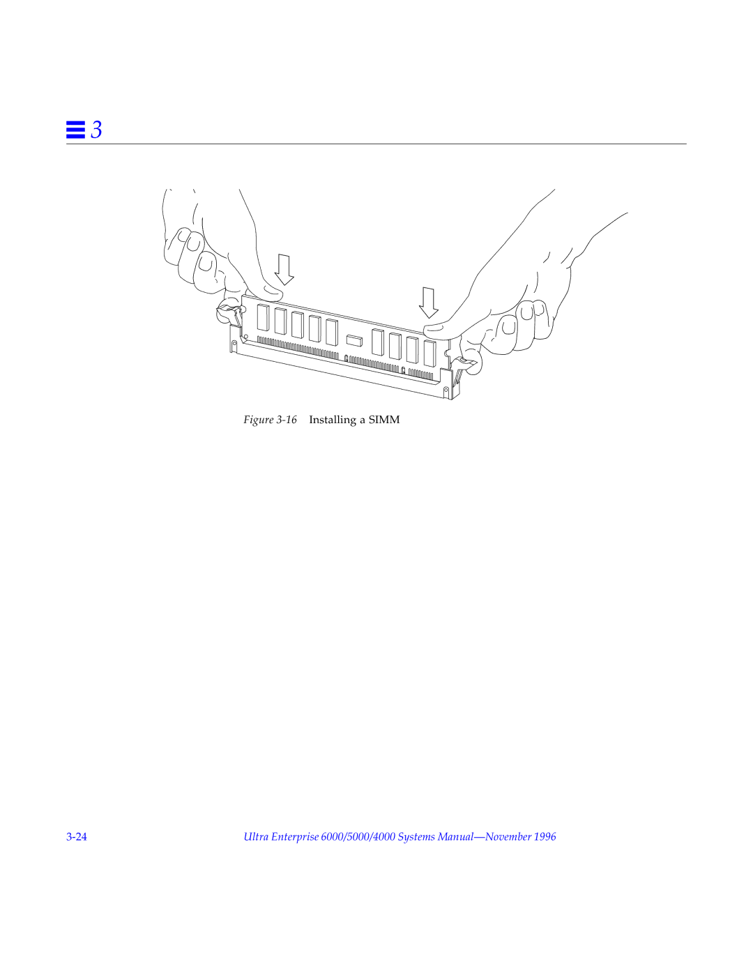 Sun Microsystems 4000, 5000, 6000 manual 16Installing a Simm 