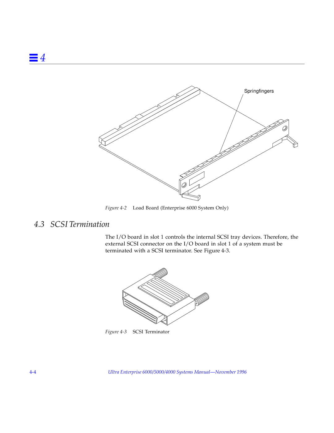 Sun Microsystems 5000, 4000 manual Scsi Termination, 2Load Board Enterprise 6000 System Only 