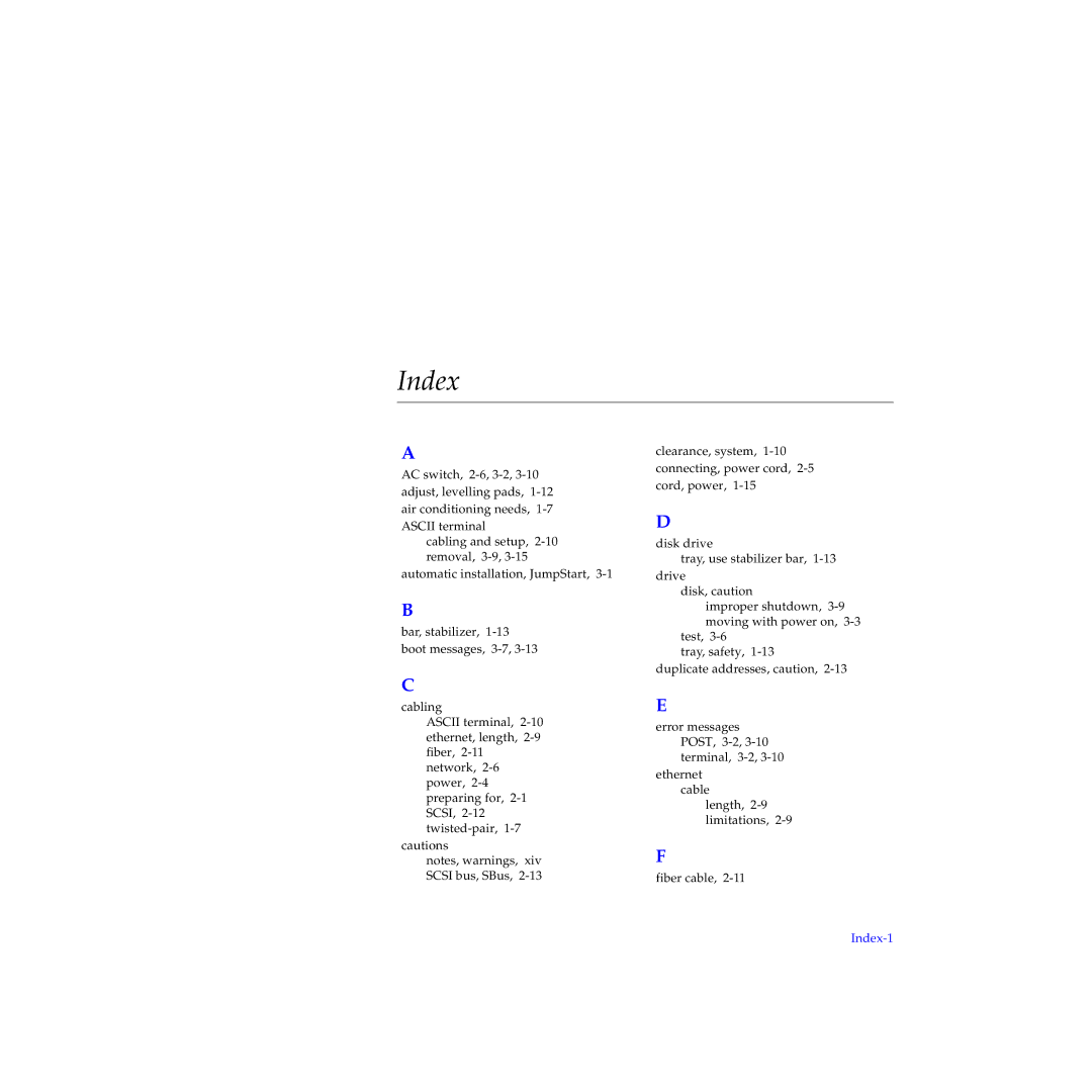 Sun Microsystems 5000, 4000, 6000 manual Index-1 