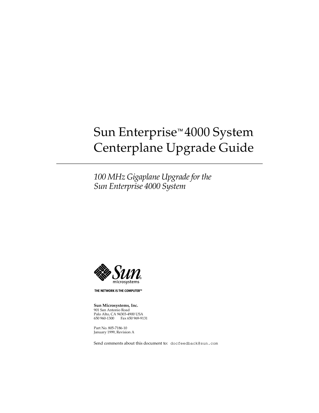 Sun Microsystems manual Sun Enterprise 4000 System Centerplane Upgrade Guide 