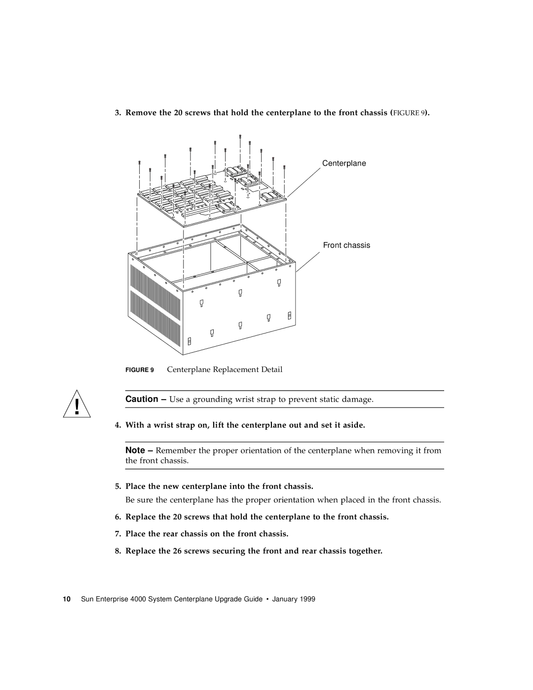 Sun Microsystems 4000 manual Centerplane Front chassis 