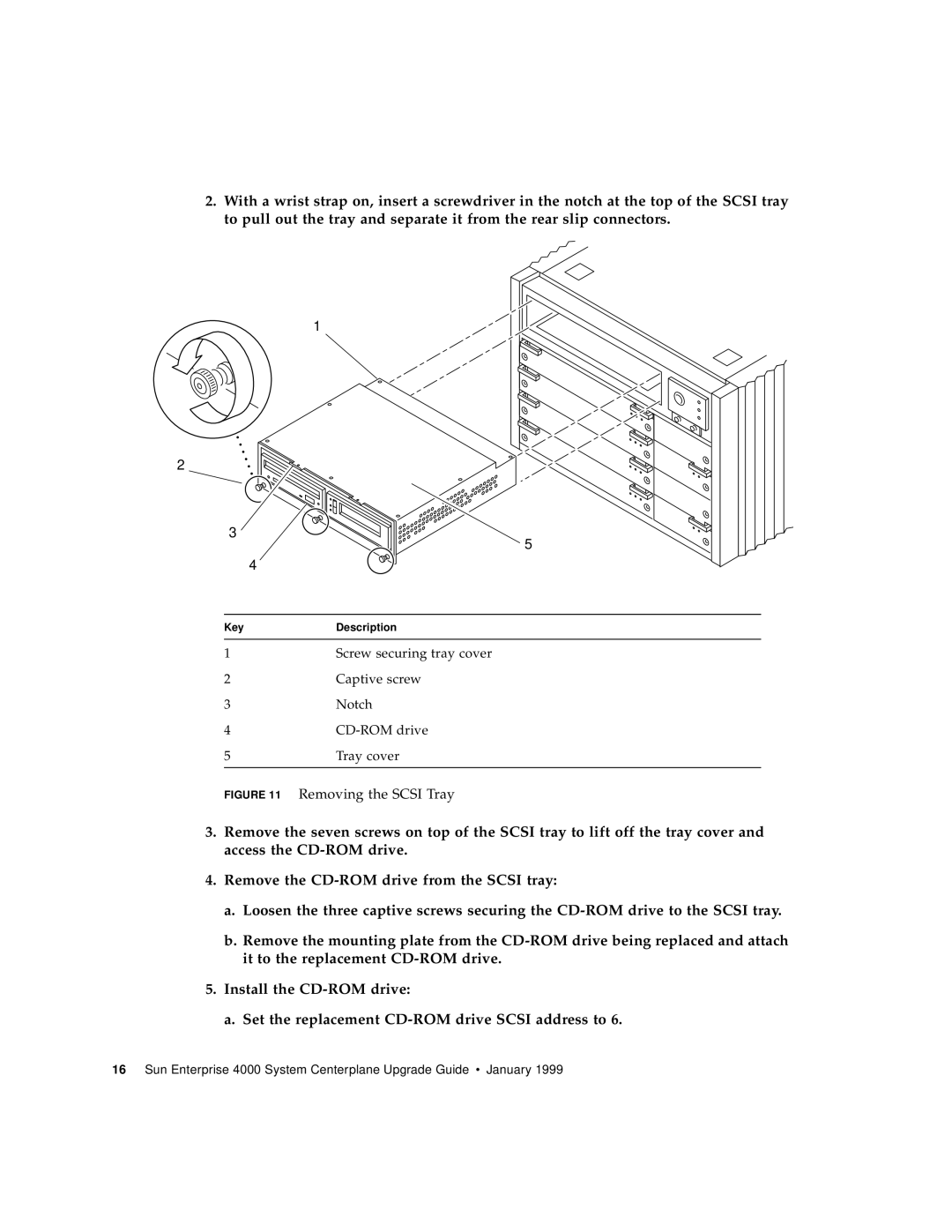 Sun Microsystems 4000 manual Removing the Scsi Tray 