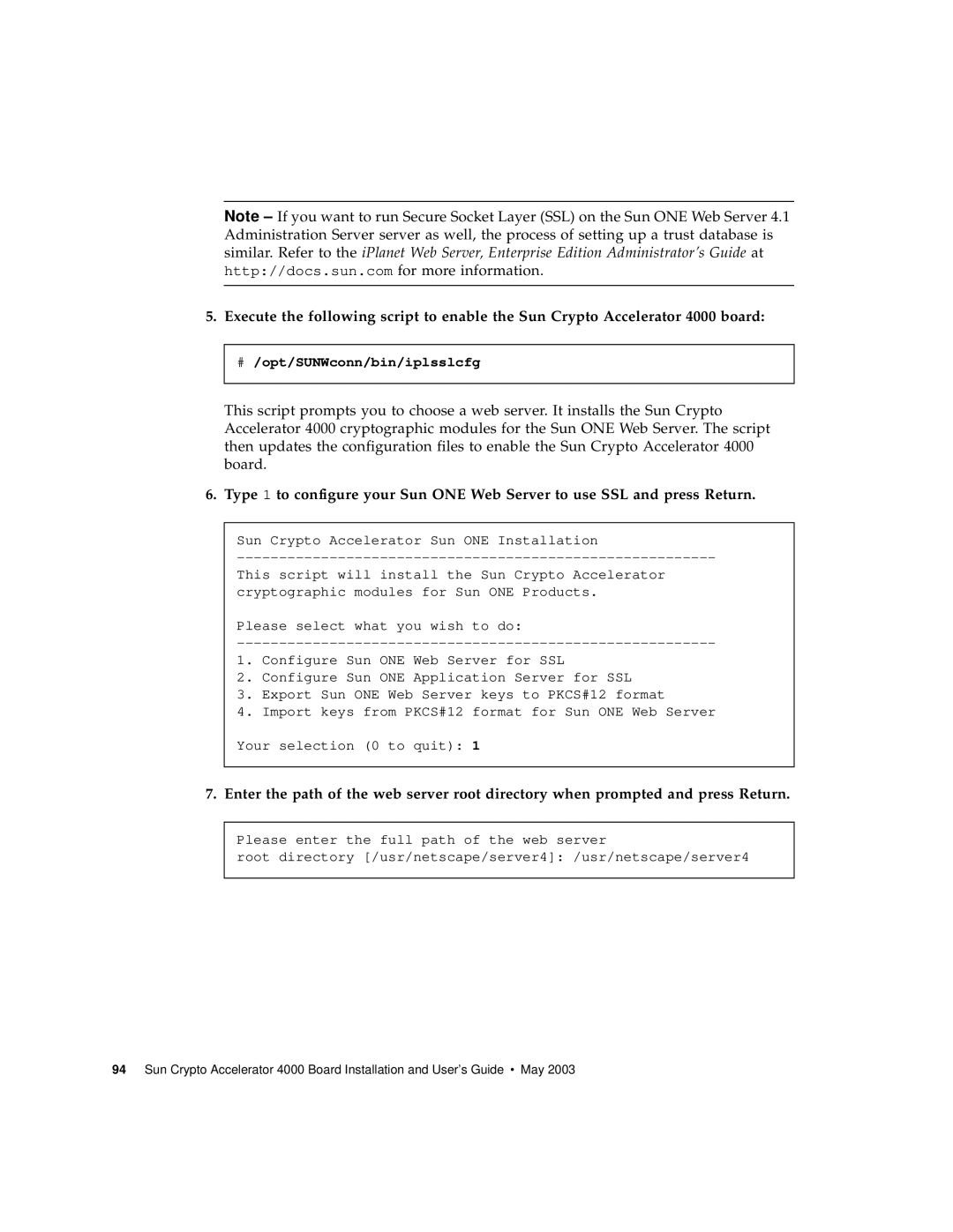 Sun Microsystems 4000 manual # /opt/SUNWconn/bin/iplsslcfg 