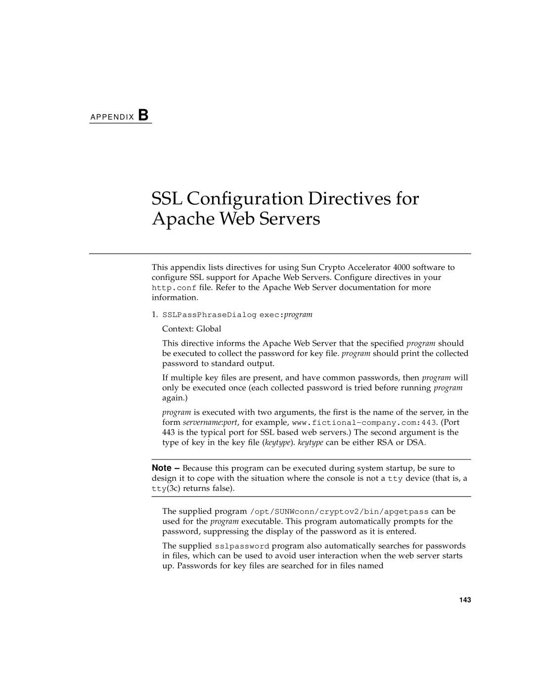 Sun Microsystems 4000 manual SSL Configuration Directives for Apache Web Servers 