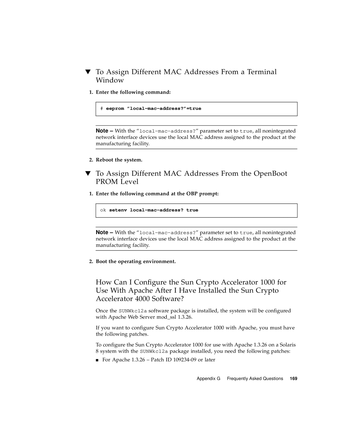 Sun Microsystems 4000 manual To Assign Different MAC Addresses From a Terminal Window, Enter the following command 