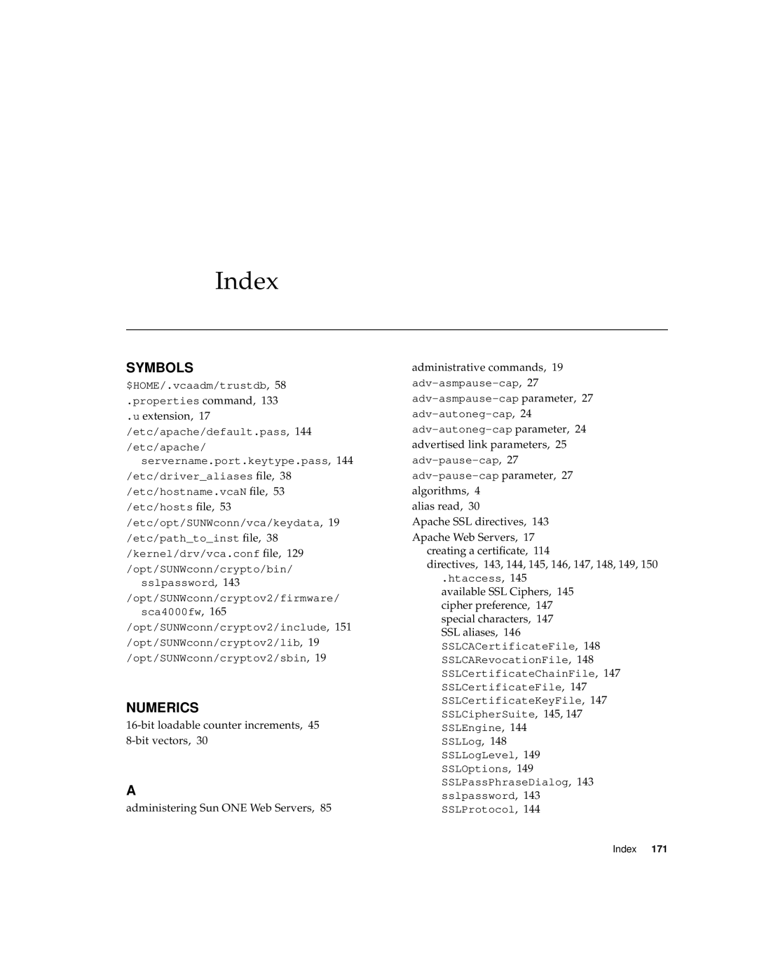 Sun Microsystems 4000 manual Index, Extension, Advertised link parameters 