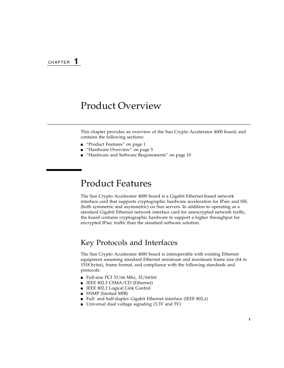 Sun Microsystems 4000 manual Product Features, Key Protocols and Interfaces 