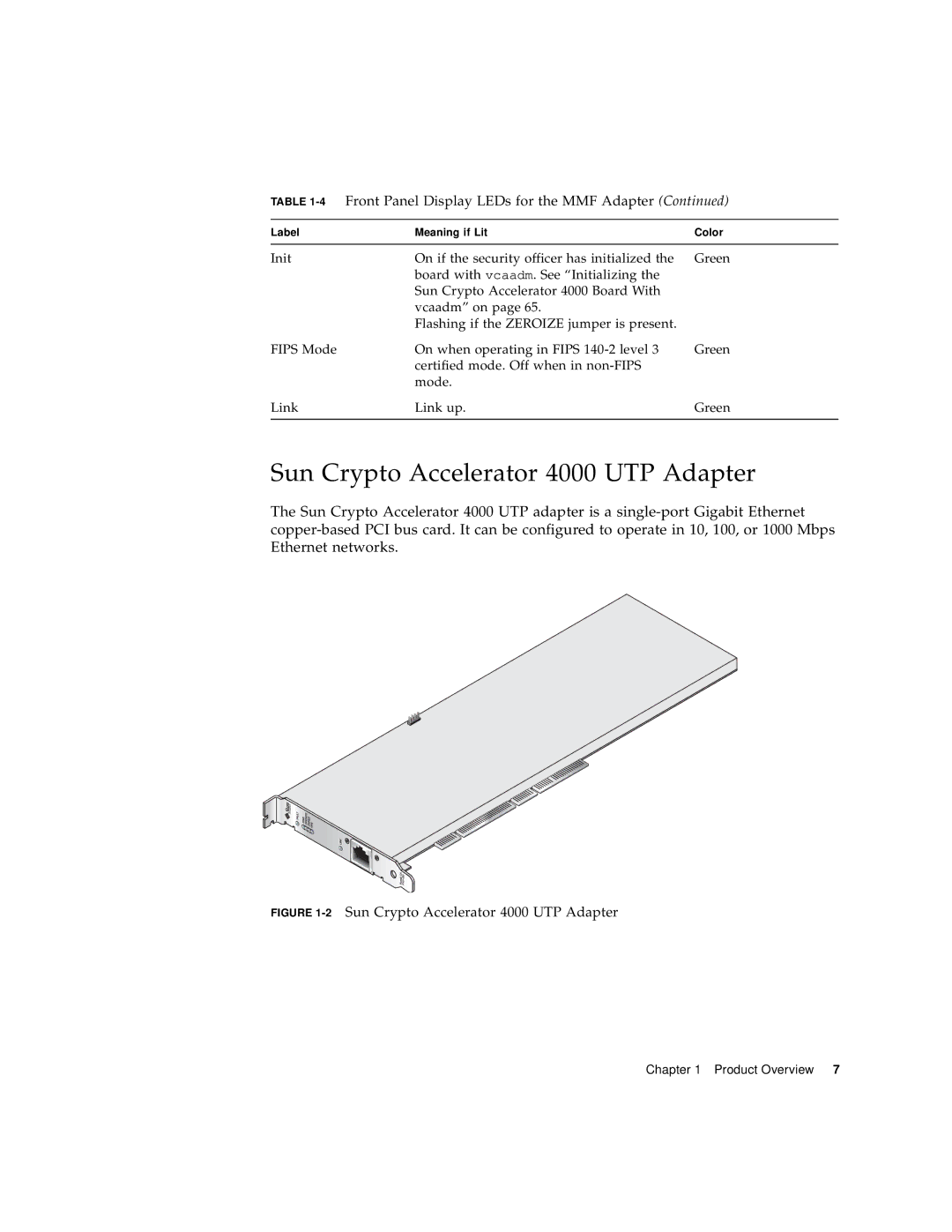 Sun Microsystems manual 2Sun Crypto Accelerator 4000 UTP Adapter 