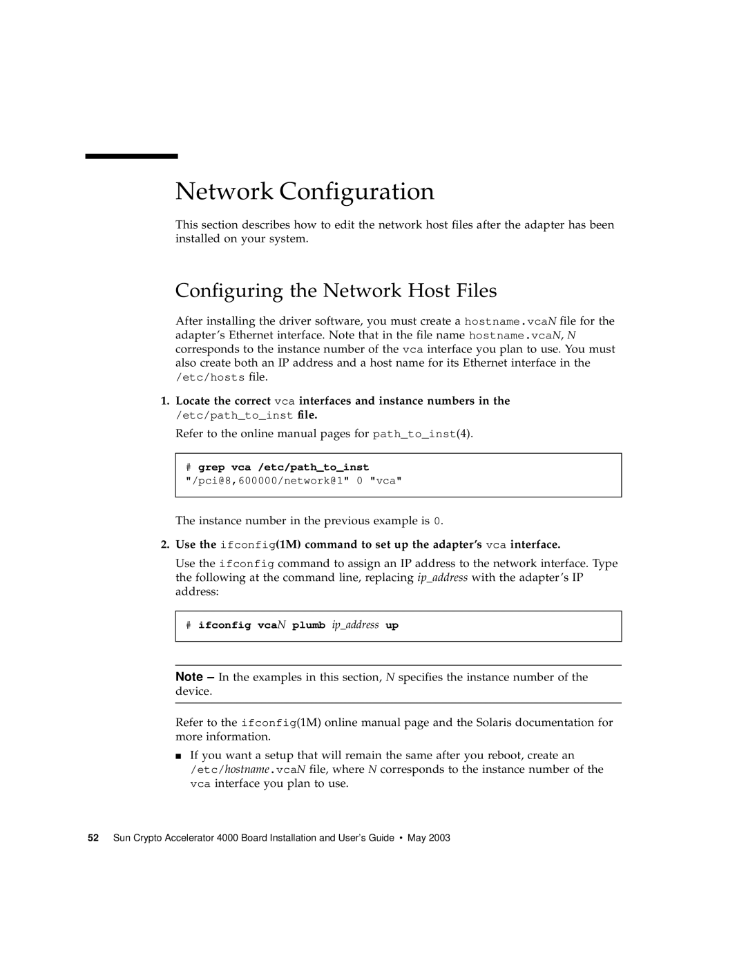 Sun Microsystems 4000 manual Network Configuration, Configuring the Network Host Files 