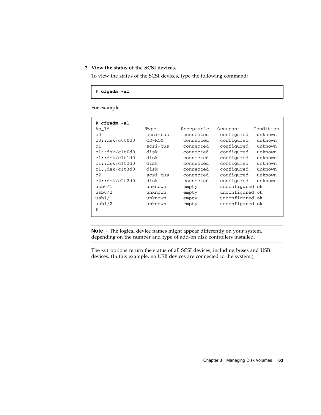 Sun Microsystems 440 manual View the status of the Scsi devices, Cd-Rom 