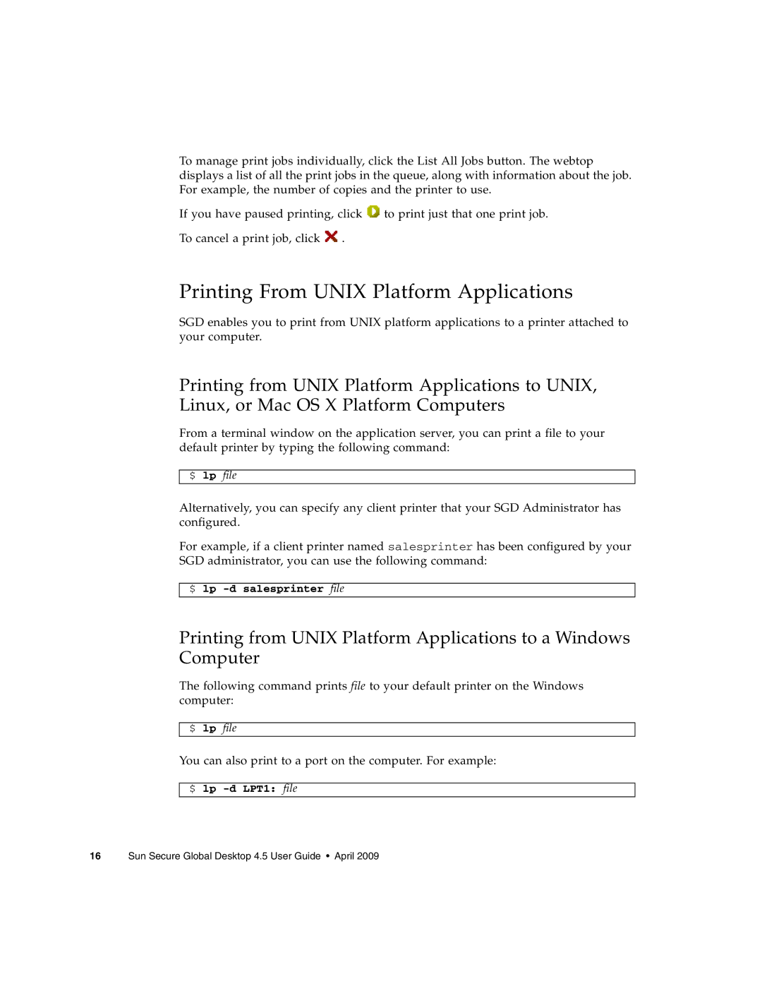 Sun Microsystems 4.5 manual Printing From Unix Platform Applications 