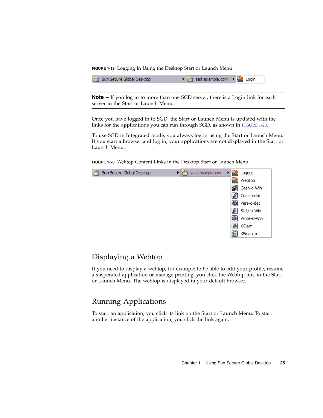 Sun Microsystems 4.5 manual Displaying a Webtop, Running Applications 