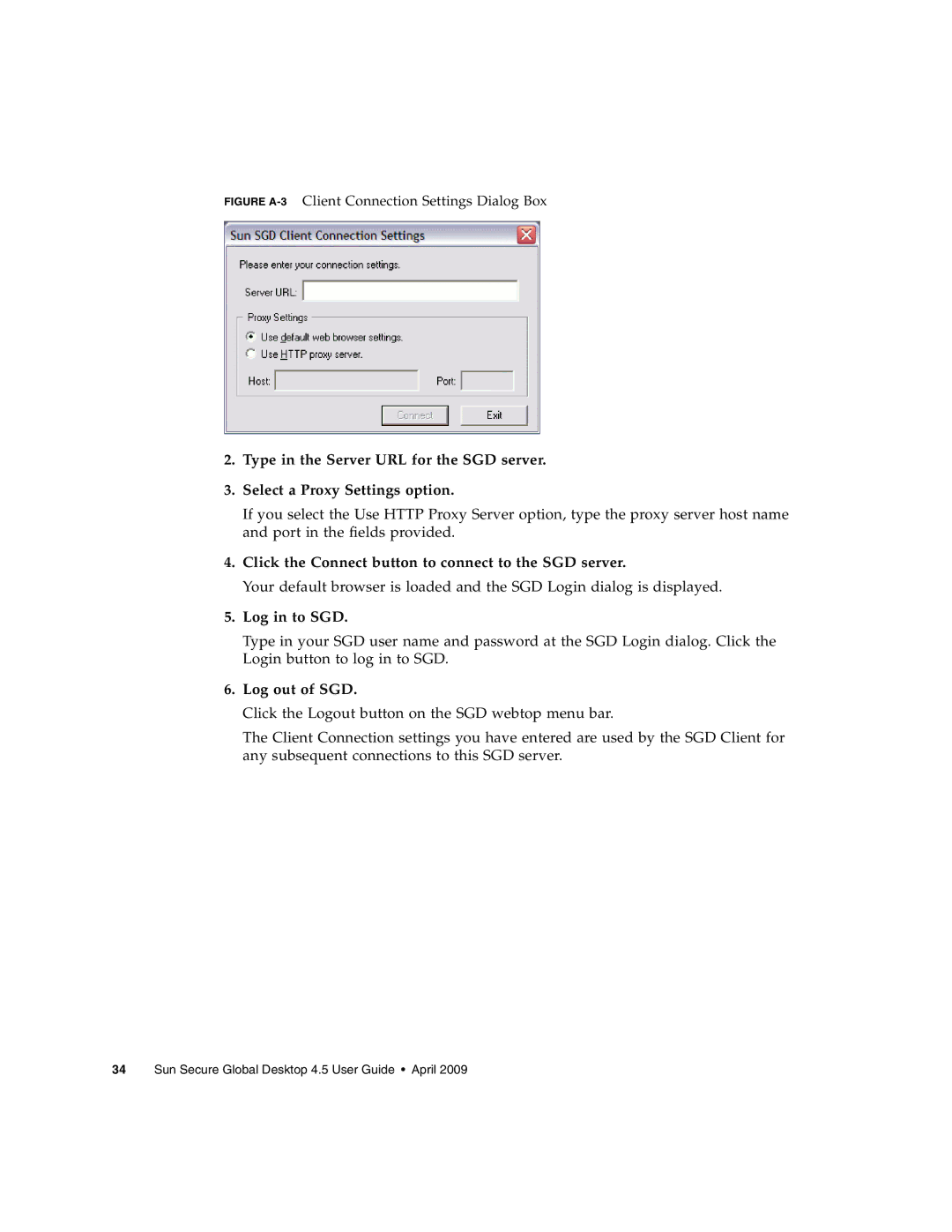 Sun Microsystems 4.5 manual Click the Connect button to connect to the SGD server, Log in to SGD 