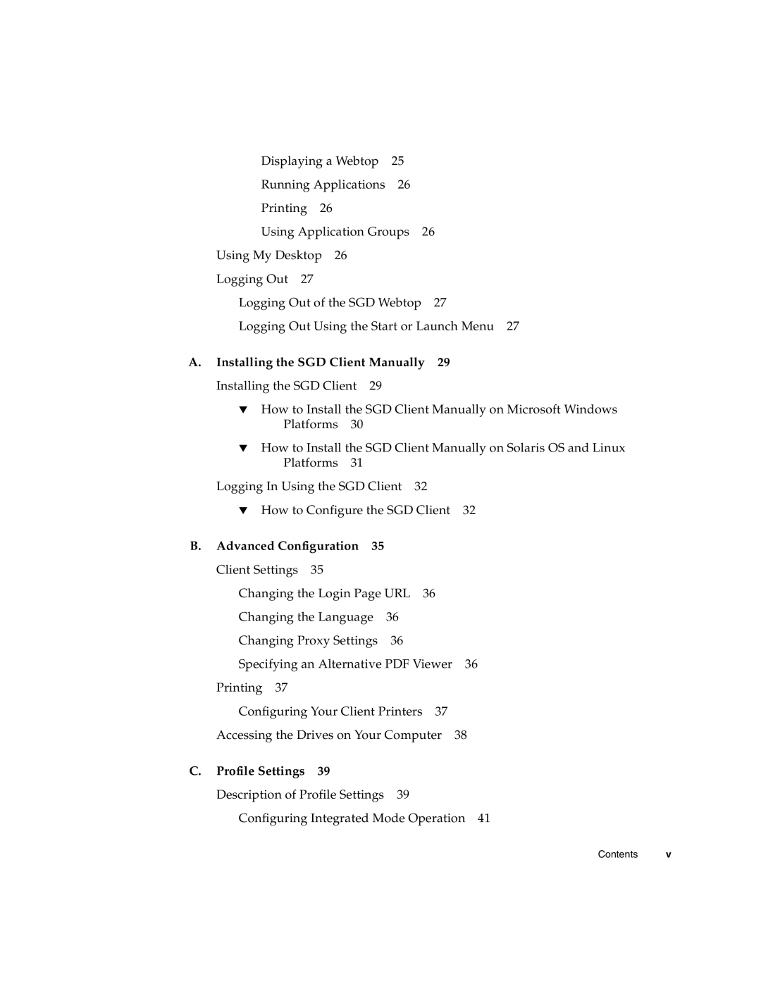 Sun Microsystems 4.5 manual Installing the SGD Client Manually, Advanced Configuration, Profile Settings 