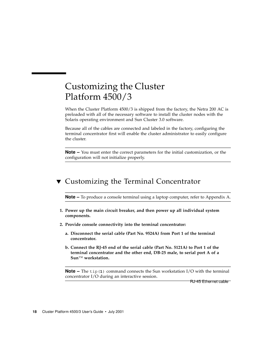 Sun Microsystems manual Customizing the Cluster Platform 4500/3, Customizing the Terminal Concentrator 