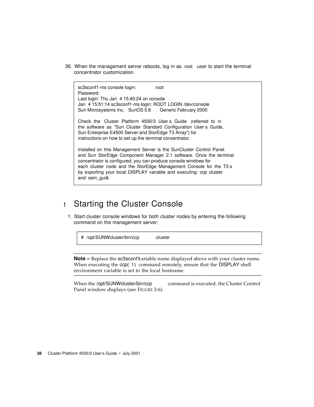 Sun Microsystems 4500/3 manual Starting the Cluster Console 