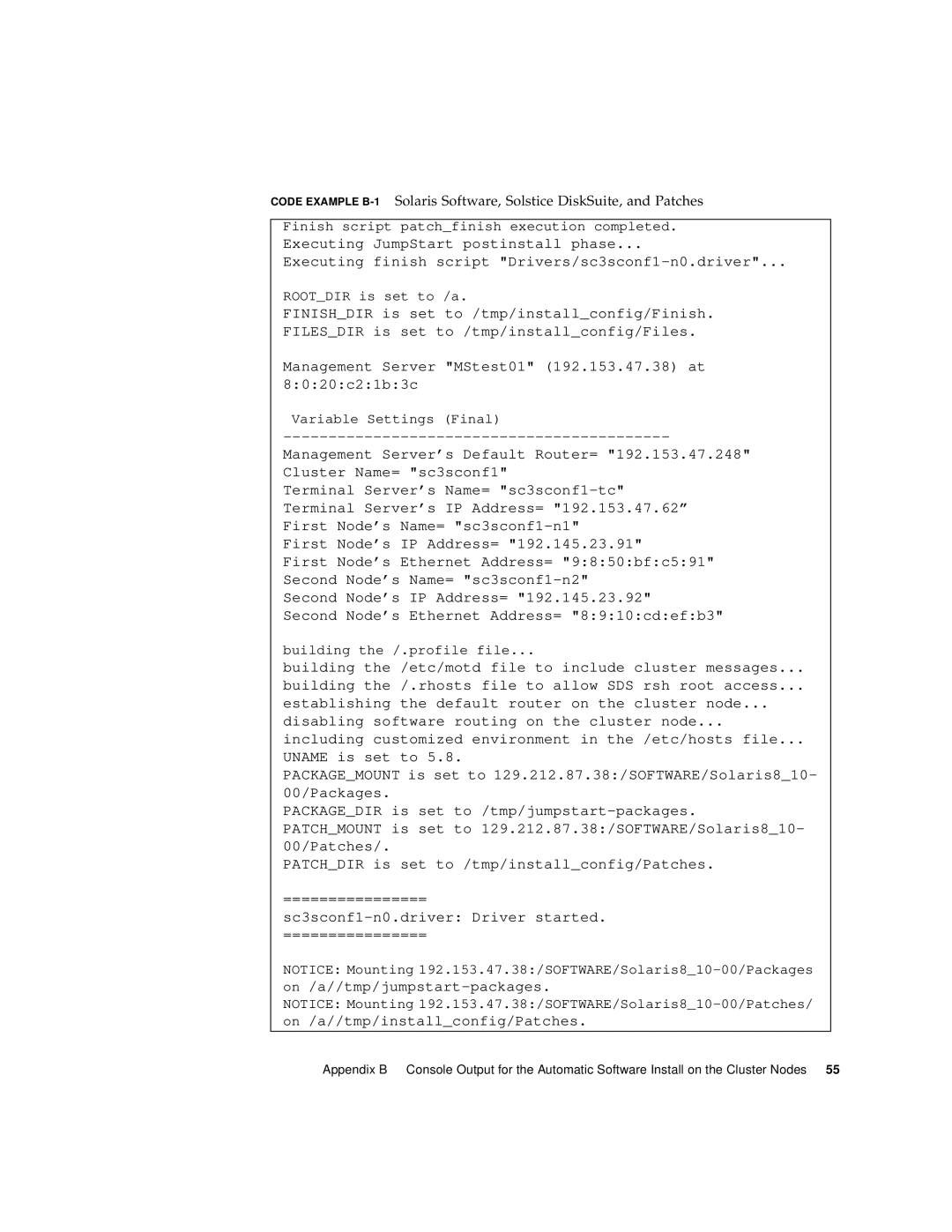 Sun Microsystems 4500/3 manual Management Server MStest01 192.153.47.38 at 8020c21b3c 