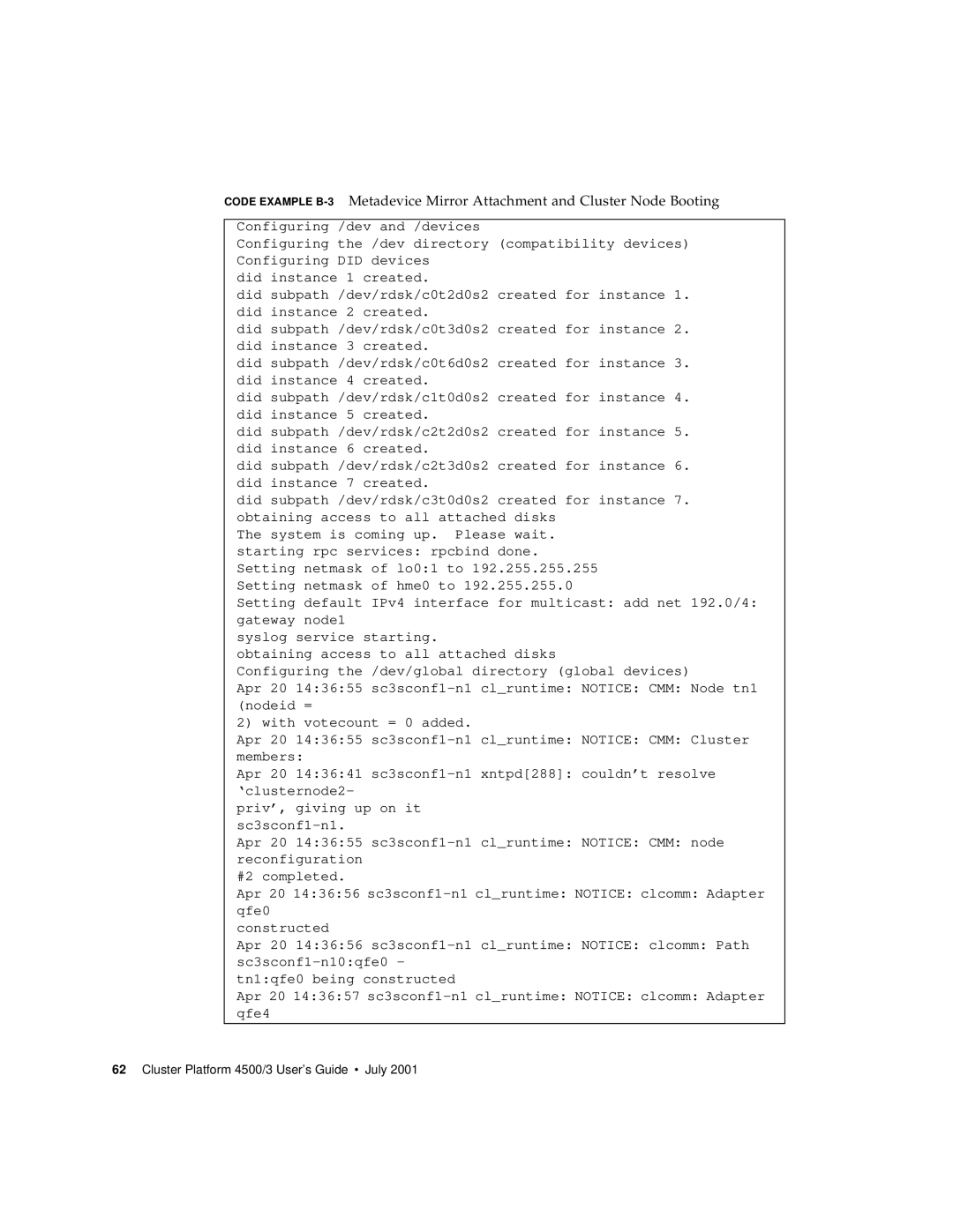 Sun Microsystems manual Cluster Platform 4500/3 User’s Guide July 