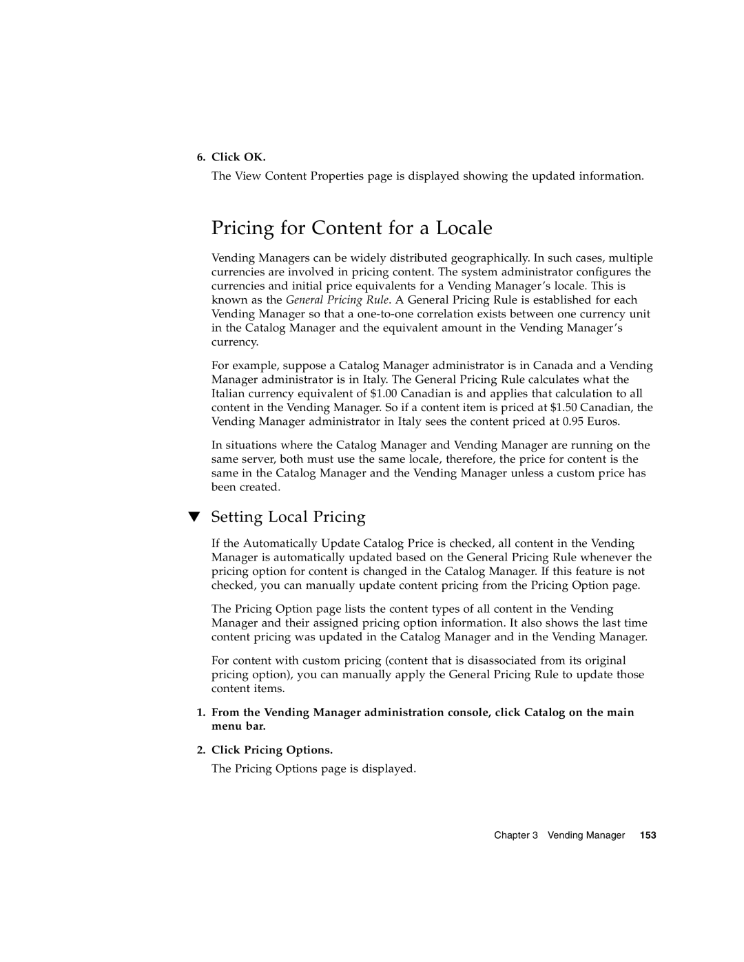 Sun Microsystems 5 manual Pricing for Content for a Locale, Setting Local Pricing 