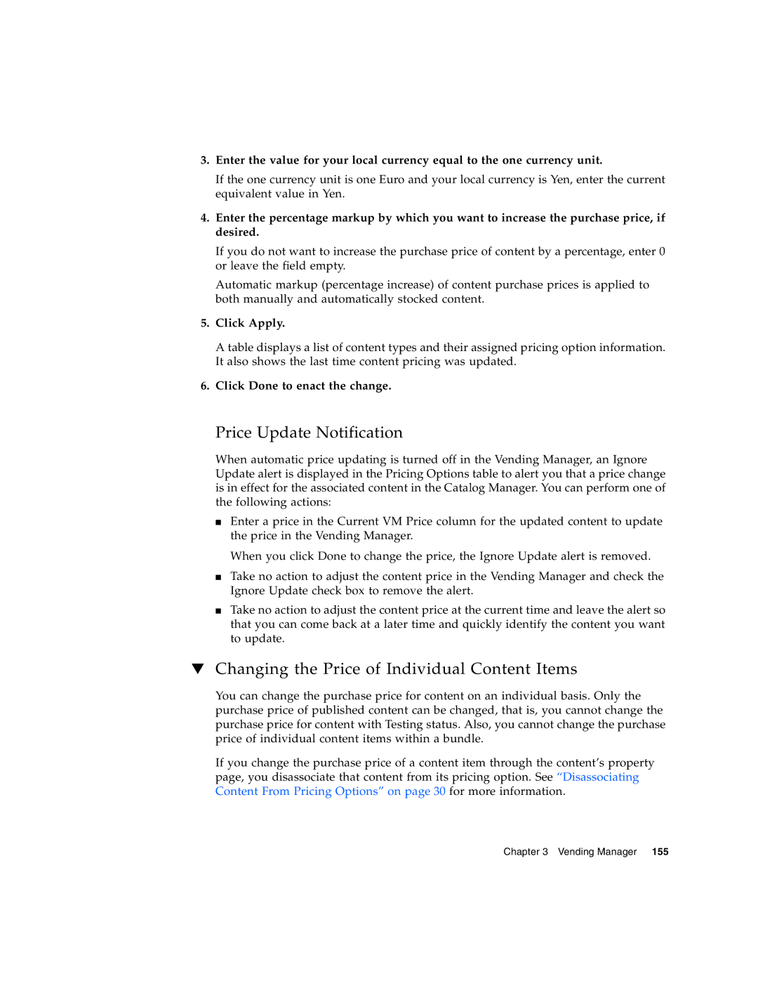 Sun Microsystems 5 manual Price Update Notification, Changing the Price of Individual Content Items, Click Apply 