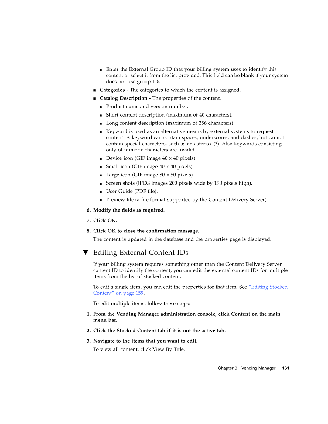 Sun Microsystems 5 manual Editing External Content IDs 