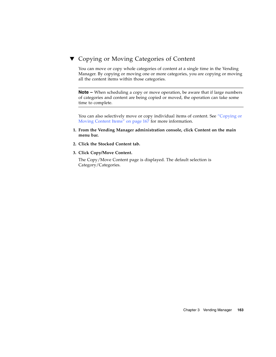 Sun Microsystems 5 manual Copying or Moving Categories of Content 