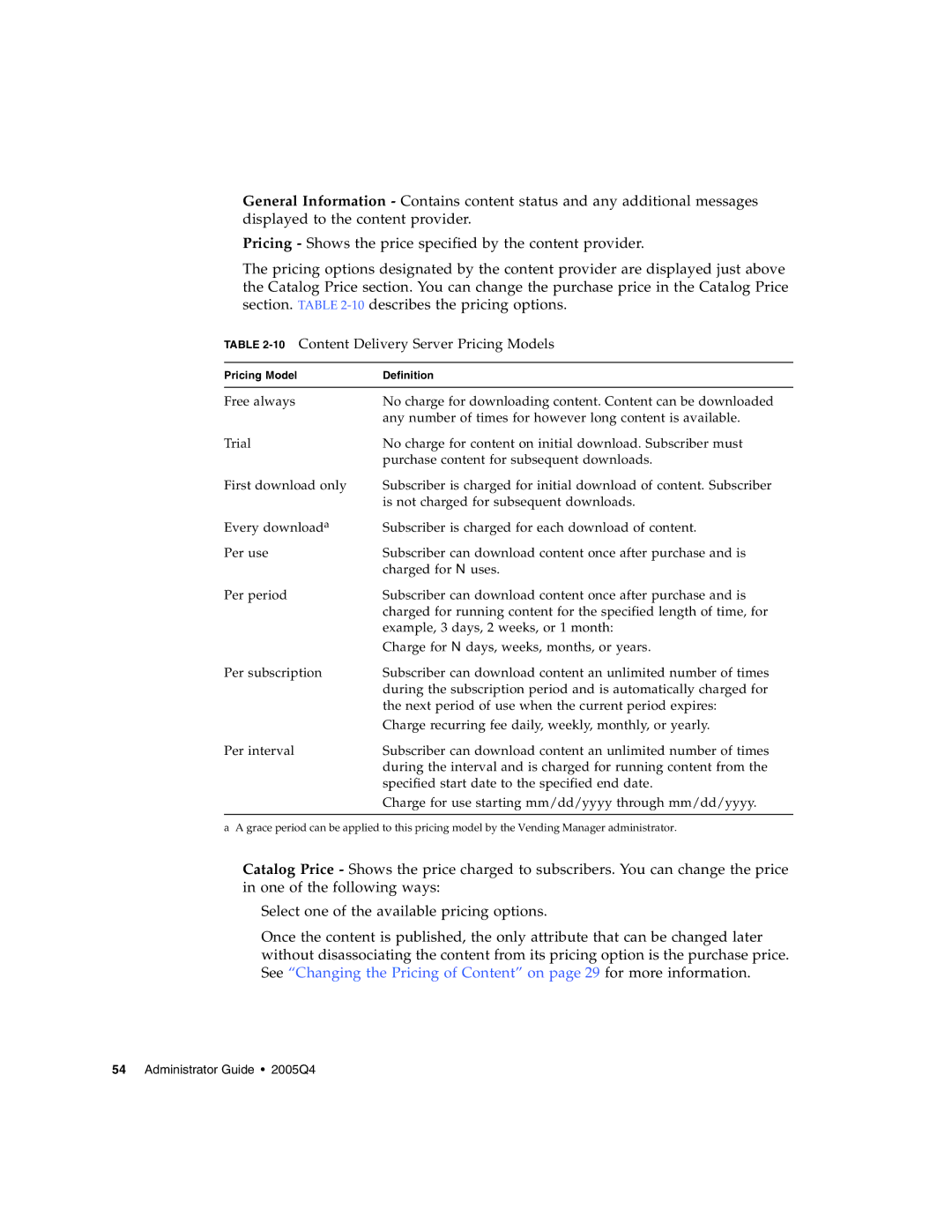 Sun Microsystems 5 manual 10Content Delivery Server Pricing Models 