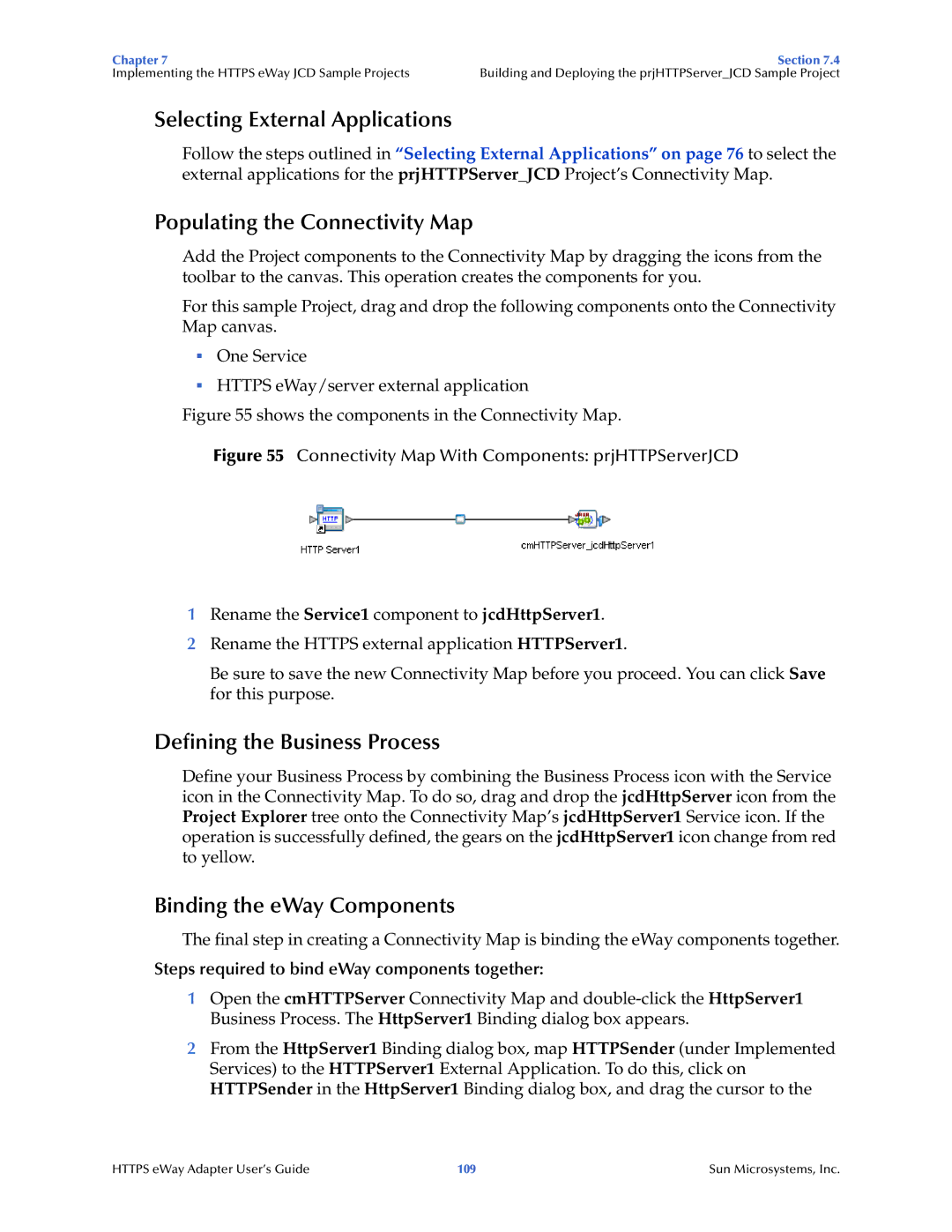 Sun Microsystems 5.1.1 manual Connectivity Map With Components prjHTTPServerJCD 