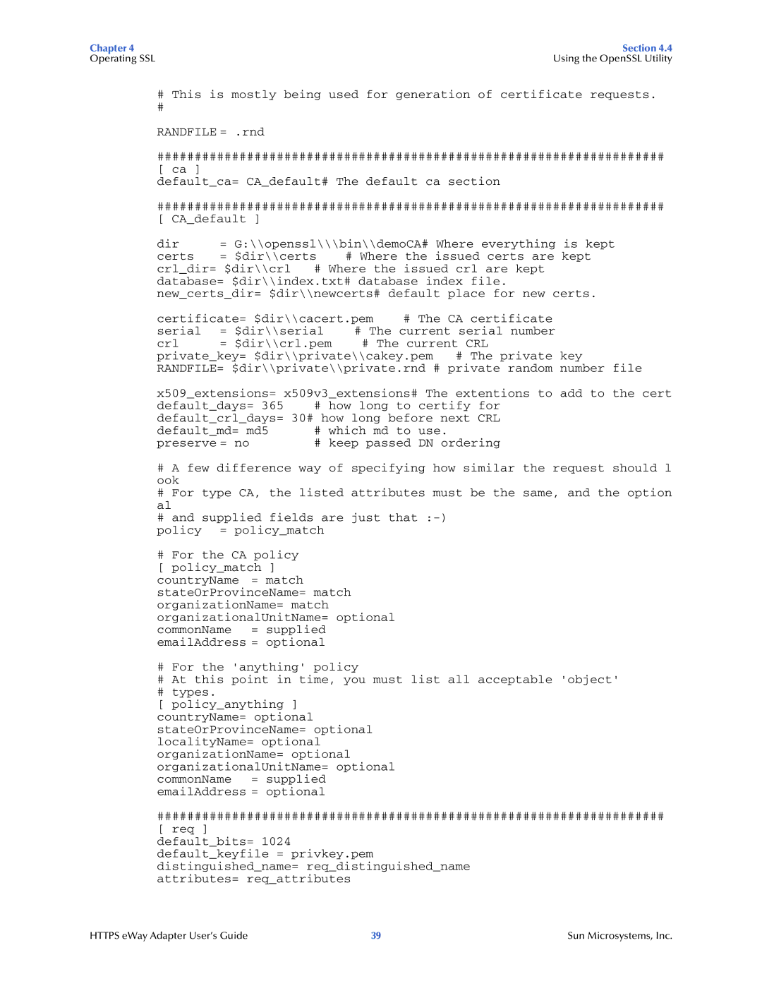 Sun Microsystems 5.1.1 manual Chapter Section Operating SSL Using the OpenSSL Utility 