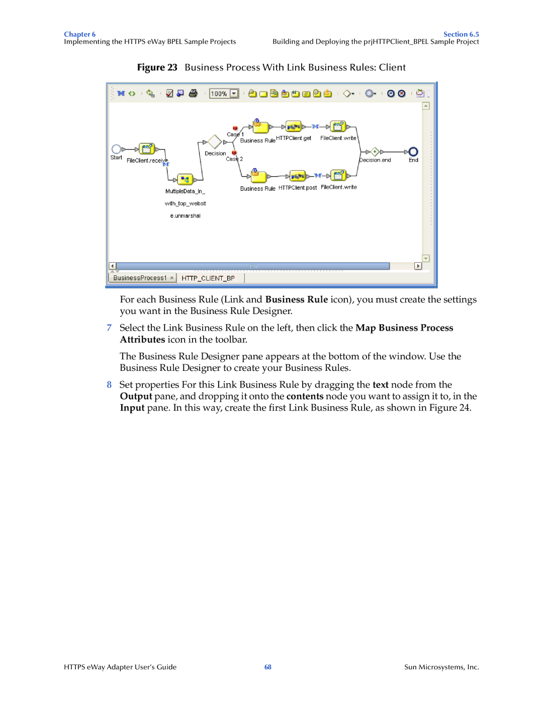 Sun Microsystems 5.1.1 manual Business Process With Link Business Rules Client 