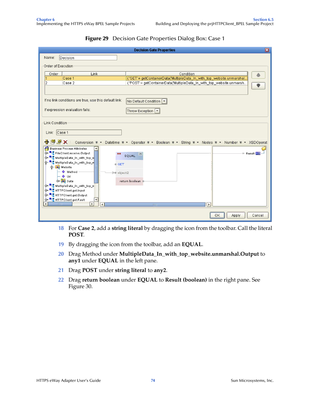 Sun Microsystems 5.1.1 manual Decision Gate Properties Dialog Box Case 