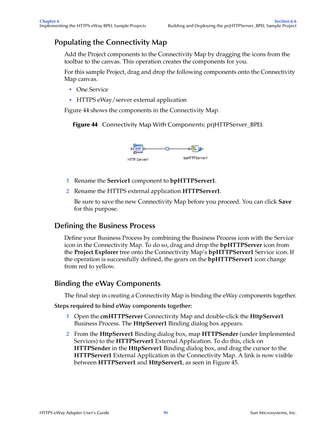 Sun Microsystems 5.1.1 manual Connectivity Map With Components prjHTTPServerBPEL 