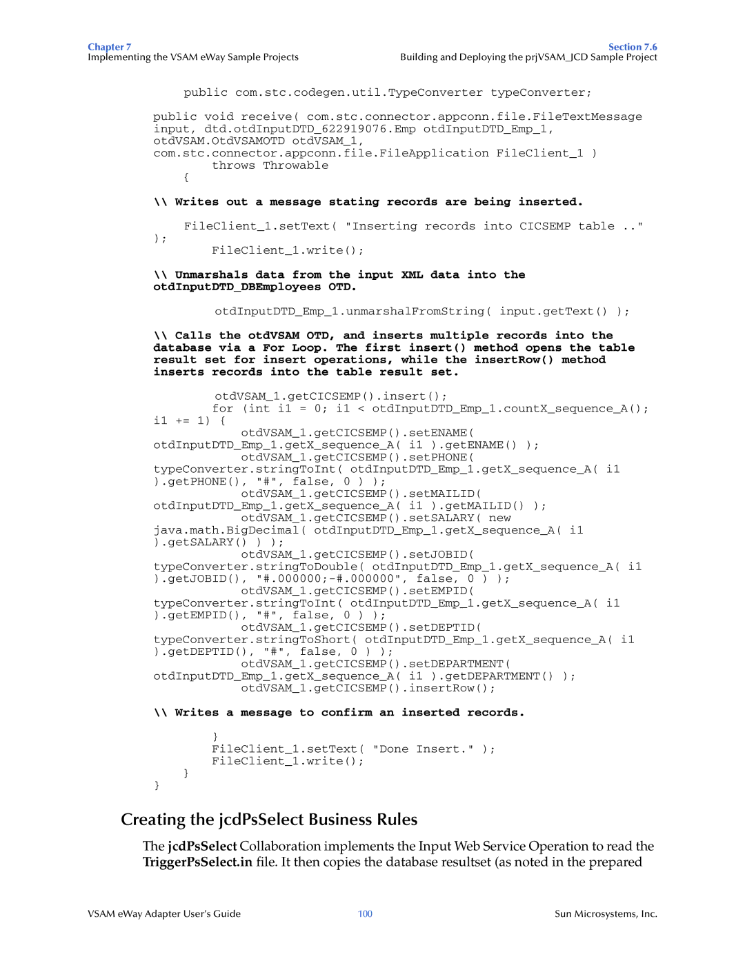 Sun Microsystems 5.1.3 manual Creating the jcdPsSelect Business Rules 