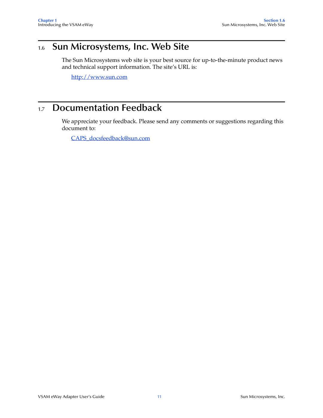 Sun Microsystems 5.1.3 manual Sun Microsystems, Inc. Web Site, Documentation Feedback 