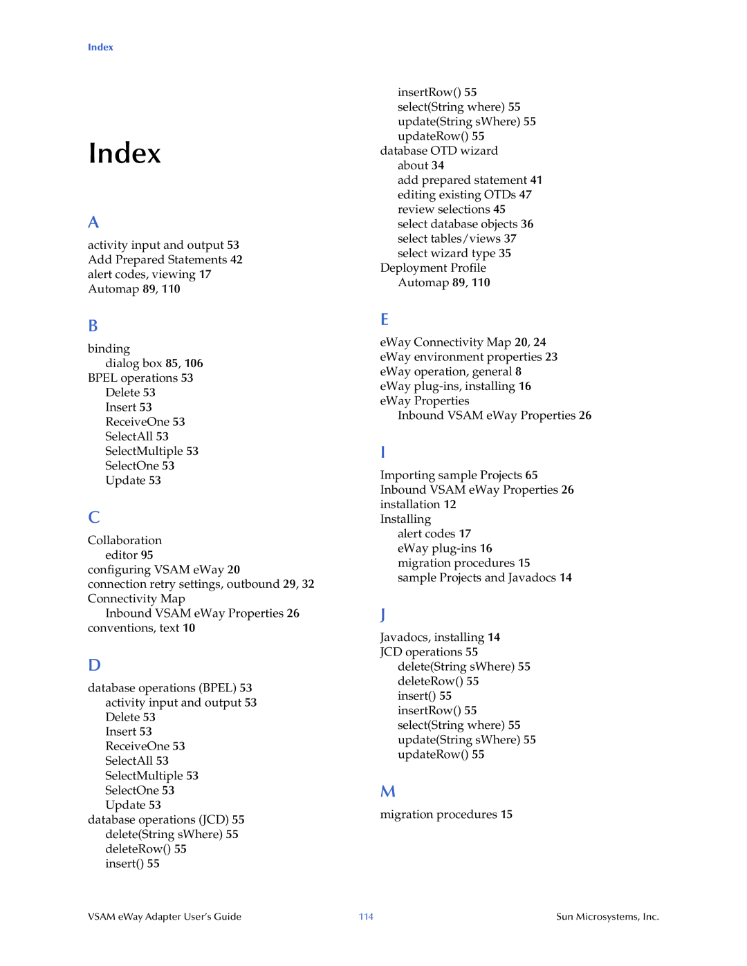 Sun Microsystems 5.1.3 manual Index 