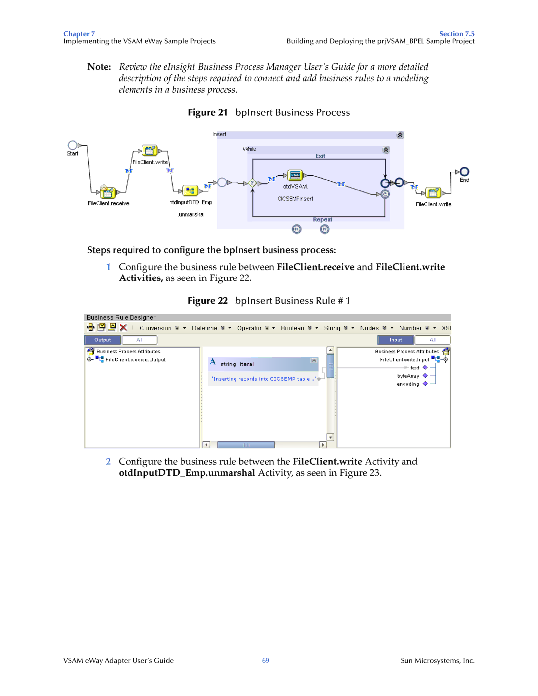 Sun Microsystems 5.1.3 manual BpInsert Business Process, Steps required to configure the bpInsert business process 