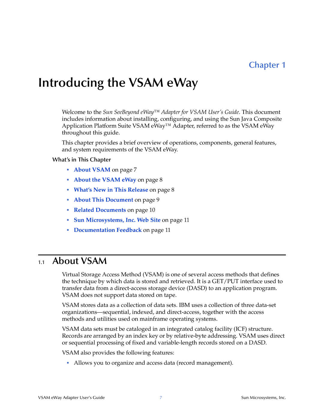 Sun Microsystems 5.1.3 manual About Vsam, What’s in This Chapter 