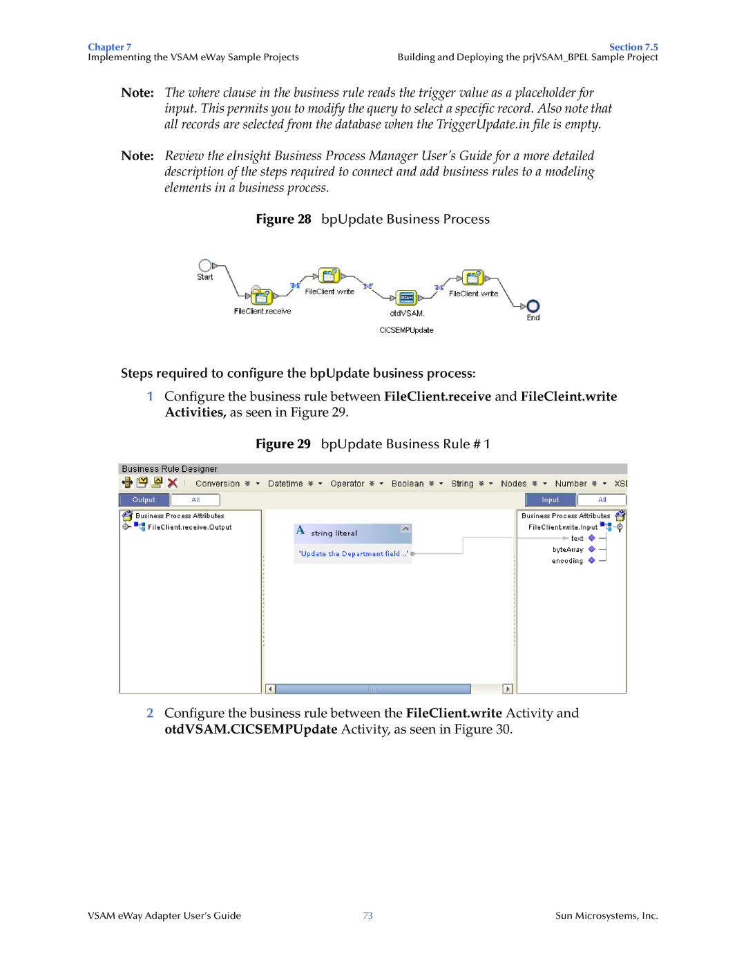 Sun Microsystems 5.1.3 manual BpUpdate Business Process, Steps required to configure the bpUpdate business process 