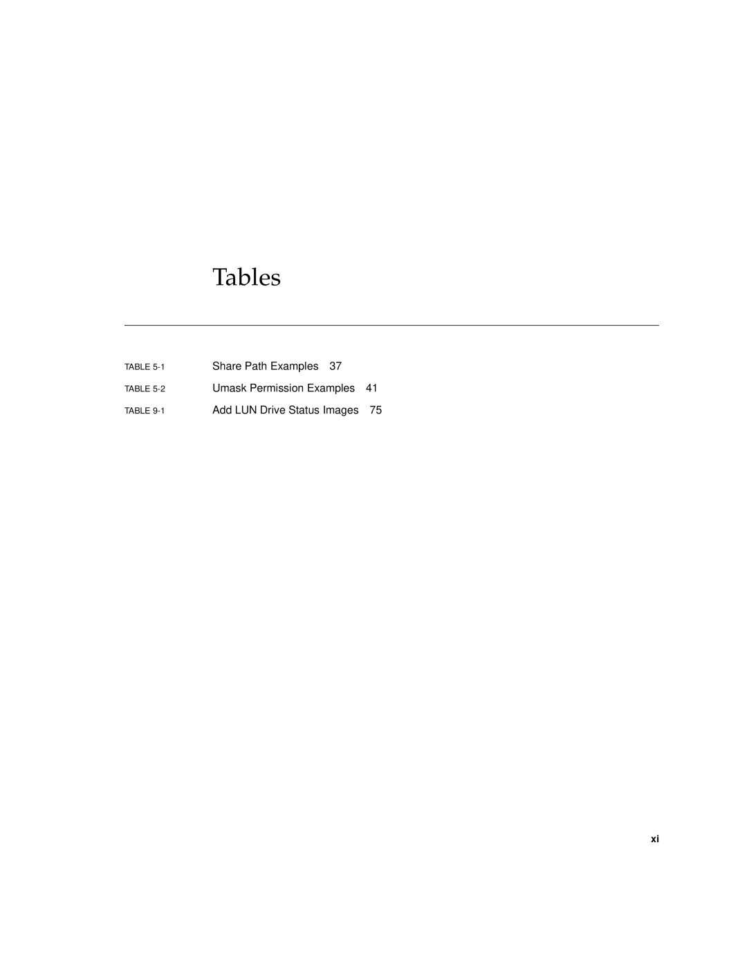 Sun Microsystems 5210 NAS manual Tables 