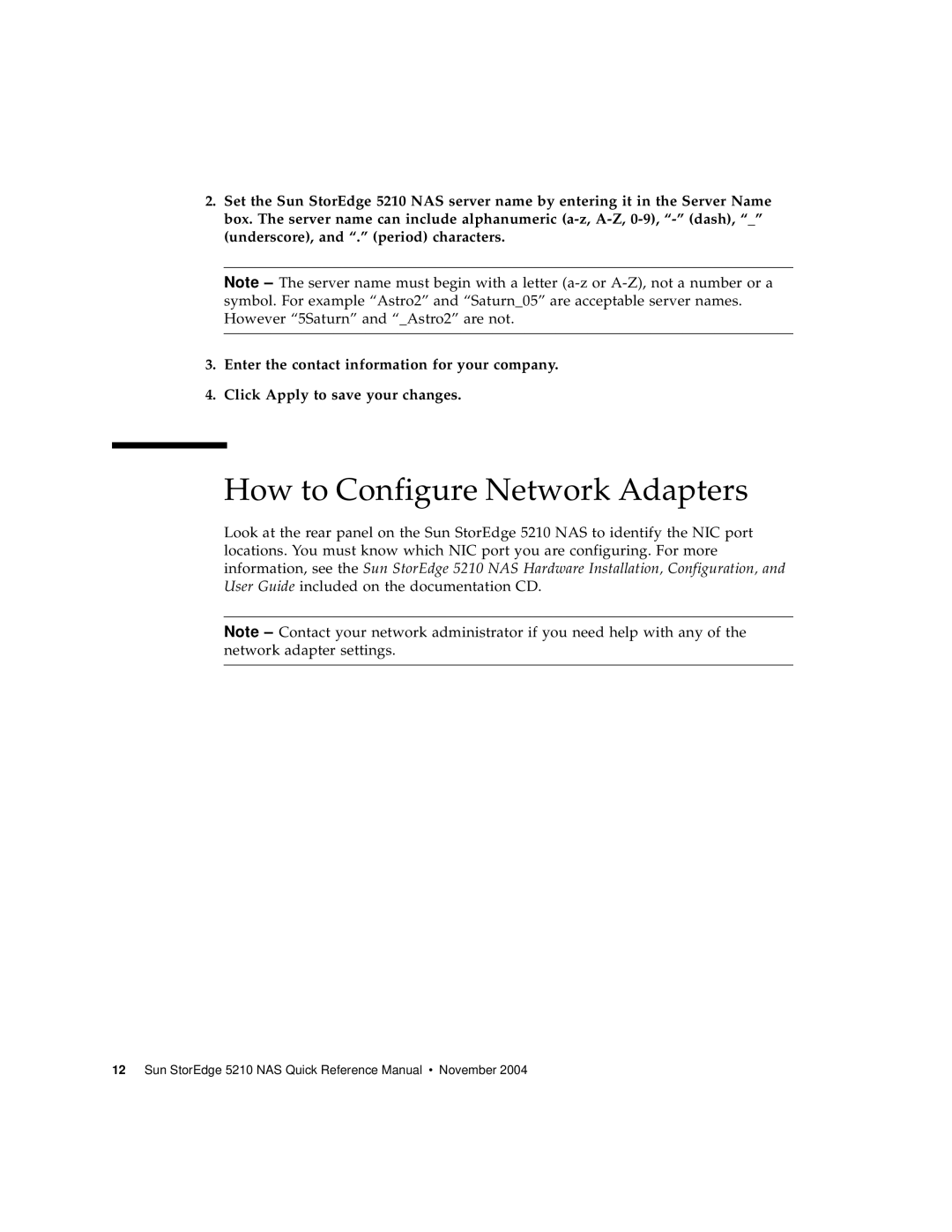 Sun Microsystems 5210 NAS manual How to Configure Network Adapters 