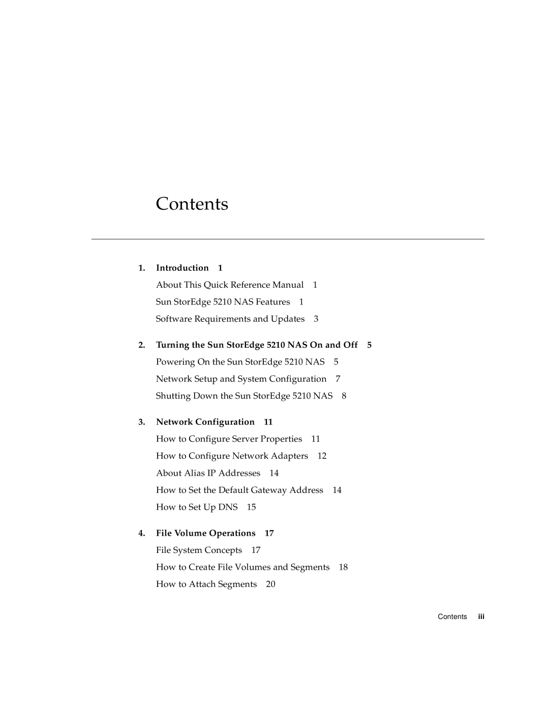 Sun Microsystems 5210 NAS manual Contents 