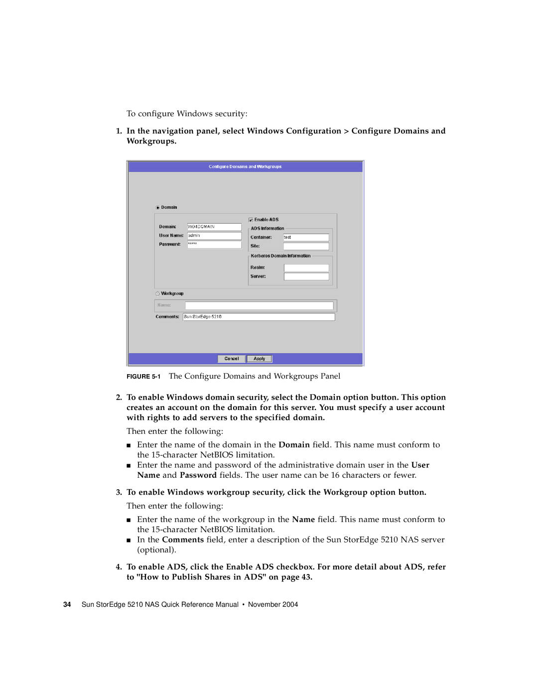 Sun Microsystems 5210 NAS manual To configure Windows security 