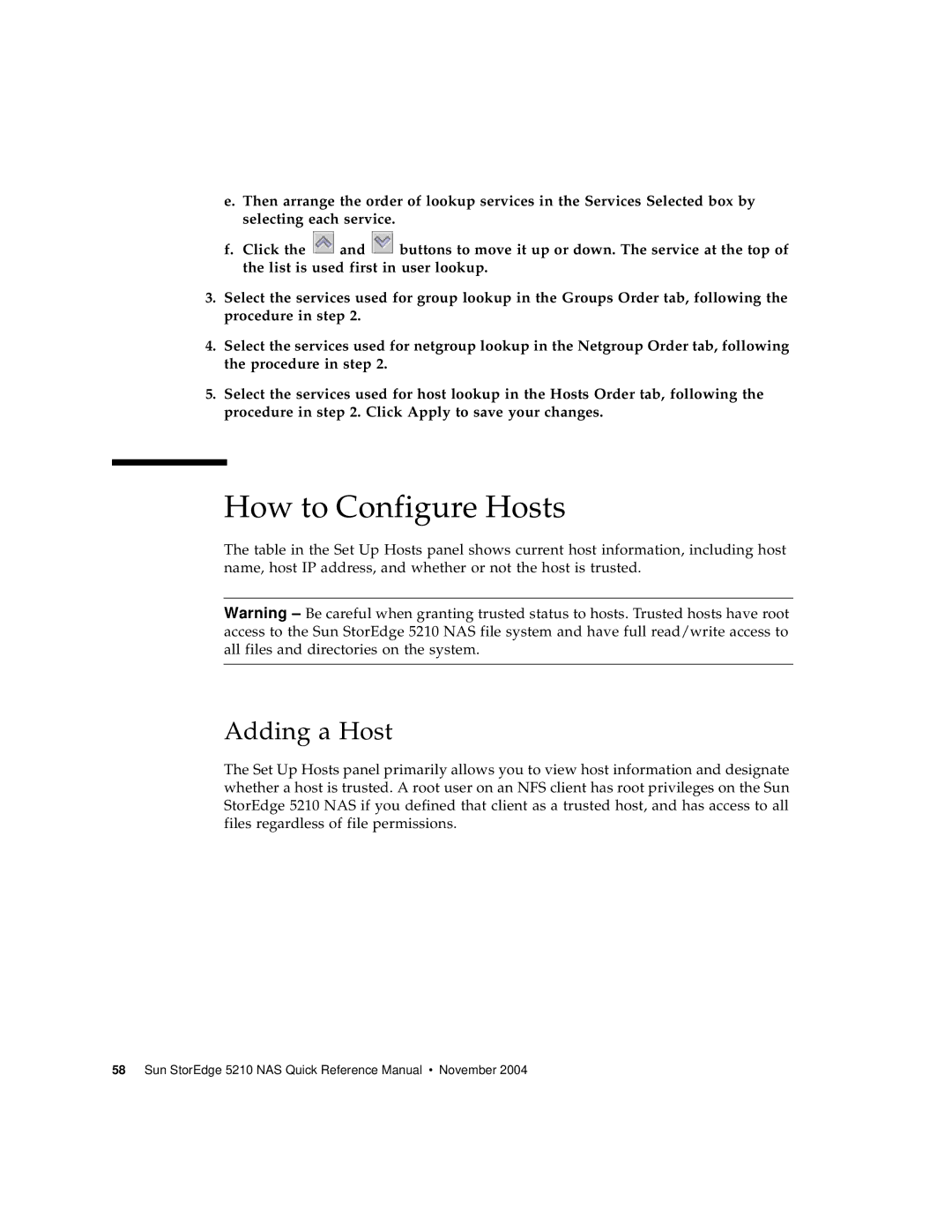 Sun Microsystems 5210 NAS manual How to Configure Hosts, Adding a Host 