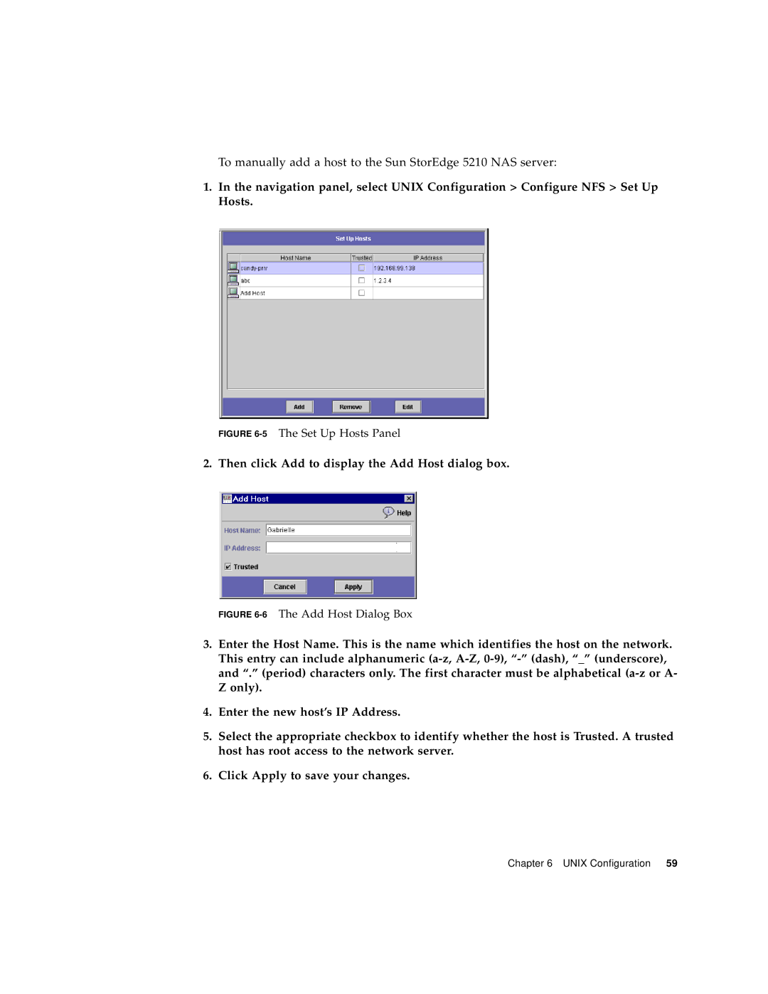 Sun Microsystems 5210 NAS manual Then click Add to display the Add Host dialog box 