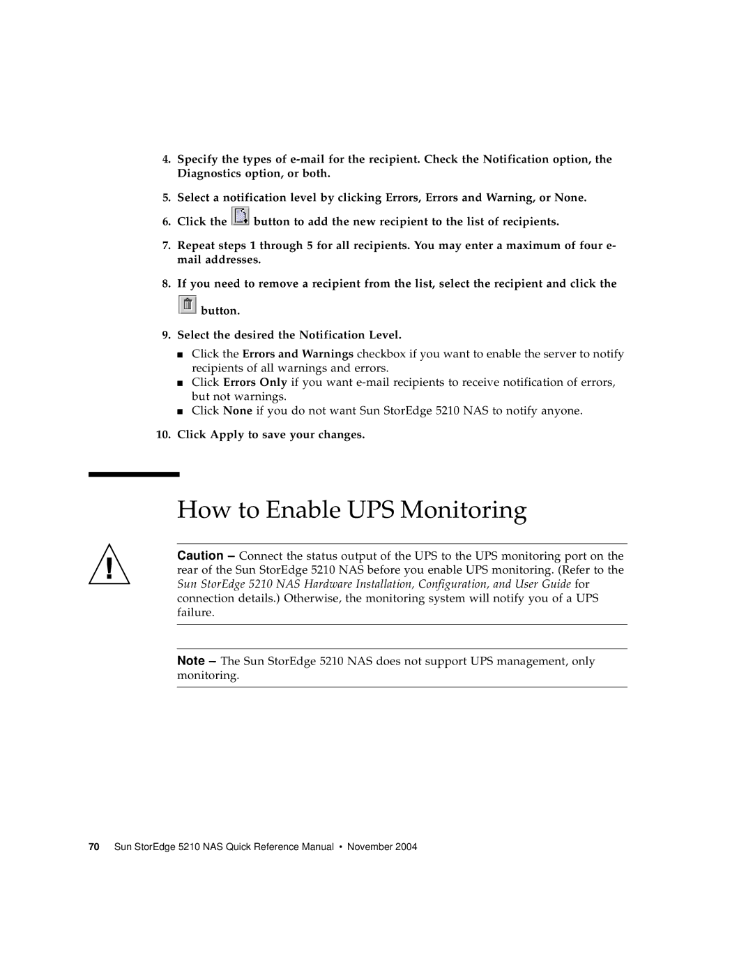 Sun Microsystems 5210 NAS manual How to Enable UPS Monitoring 