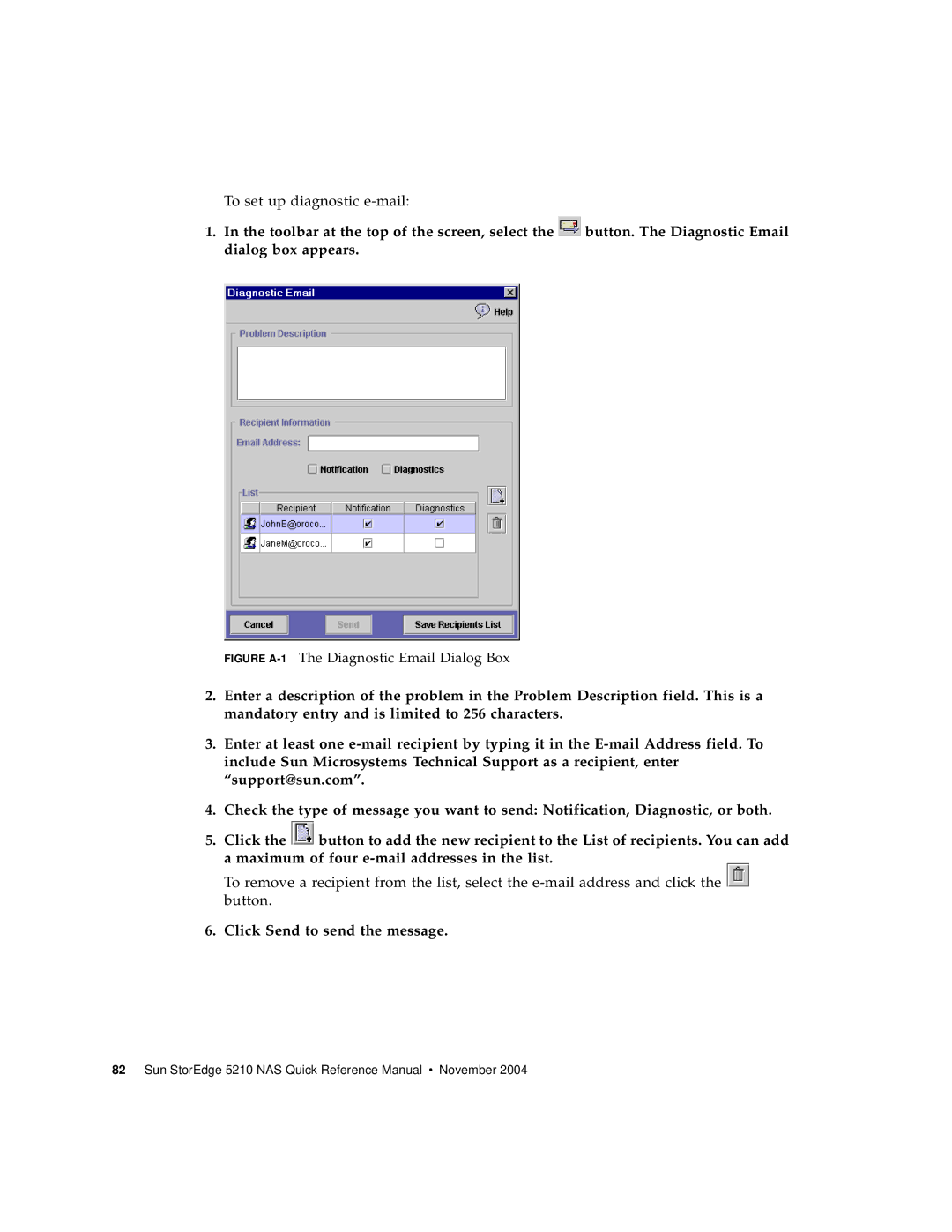 Sun Microsystems 5210 NAS manual Click Send to send the message 