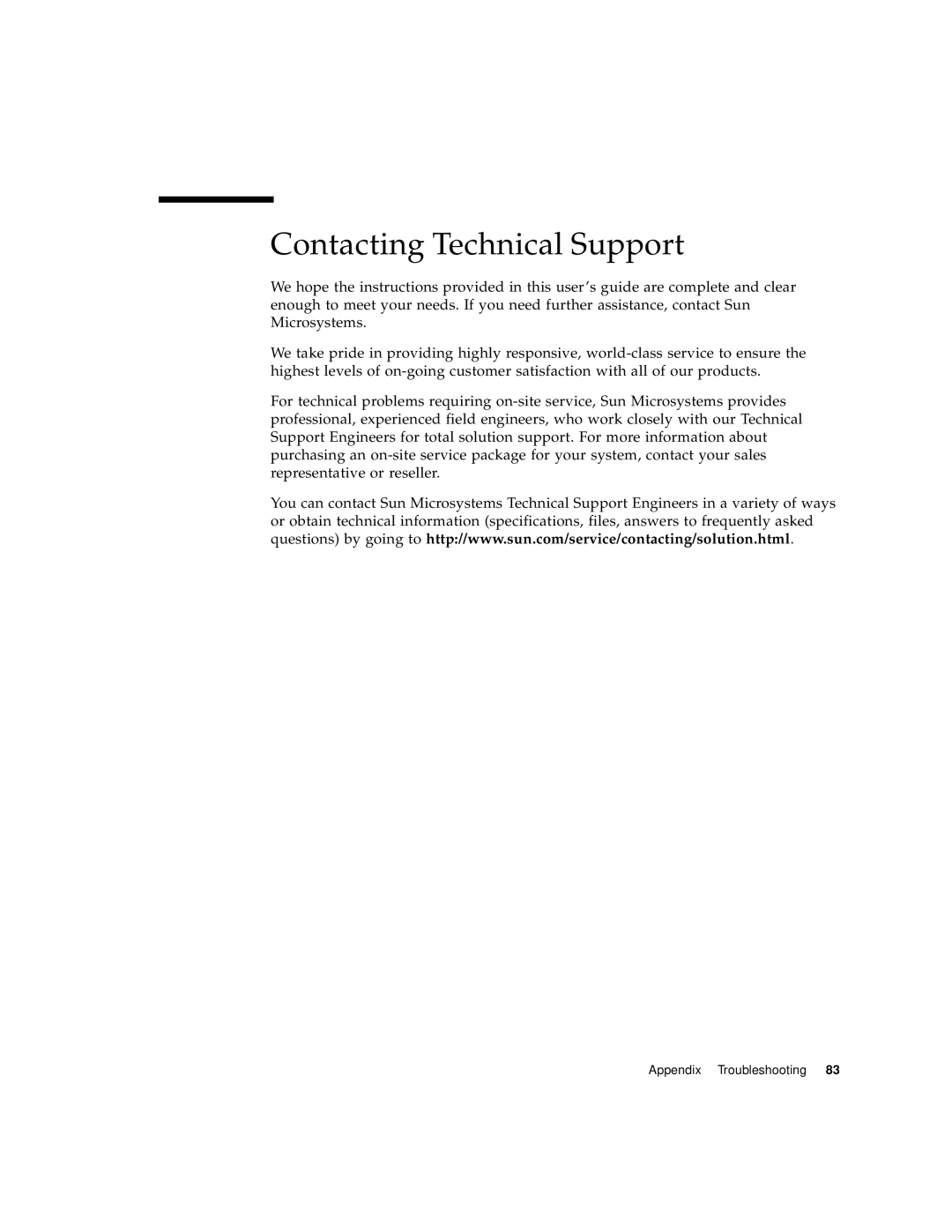 Sun Microsystems 5210 NAS manual Contacting Technical Support 