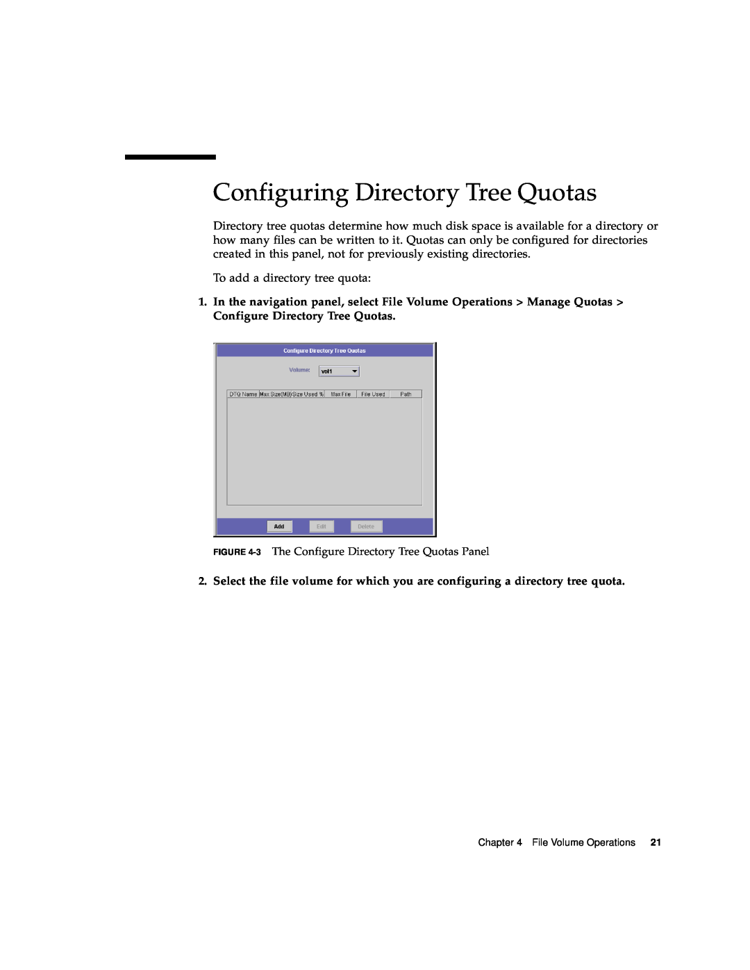 Sun Microsystems 5210 NAS manual Configuring Directory Tree Quotas 