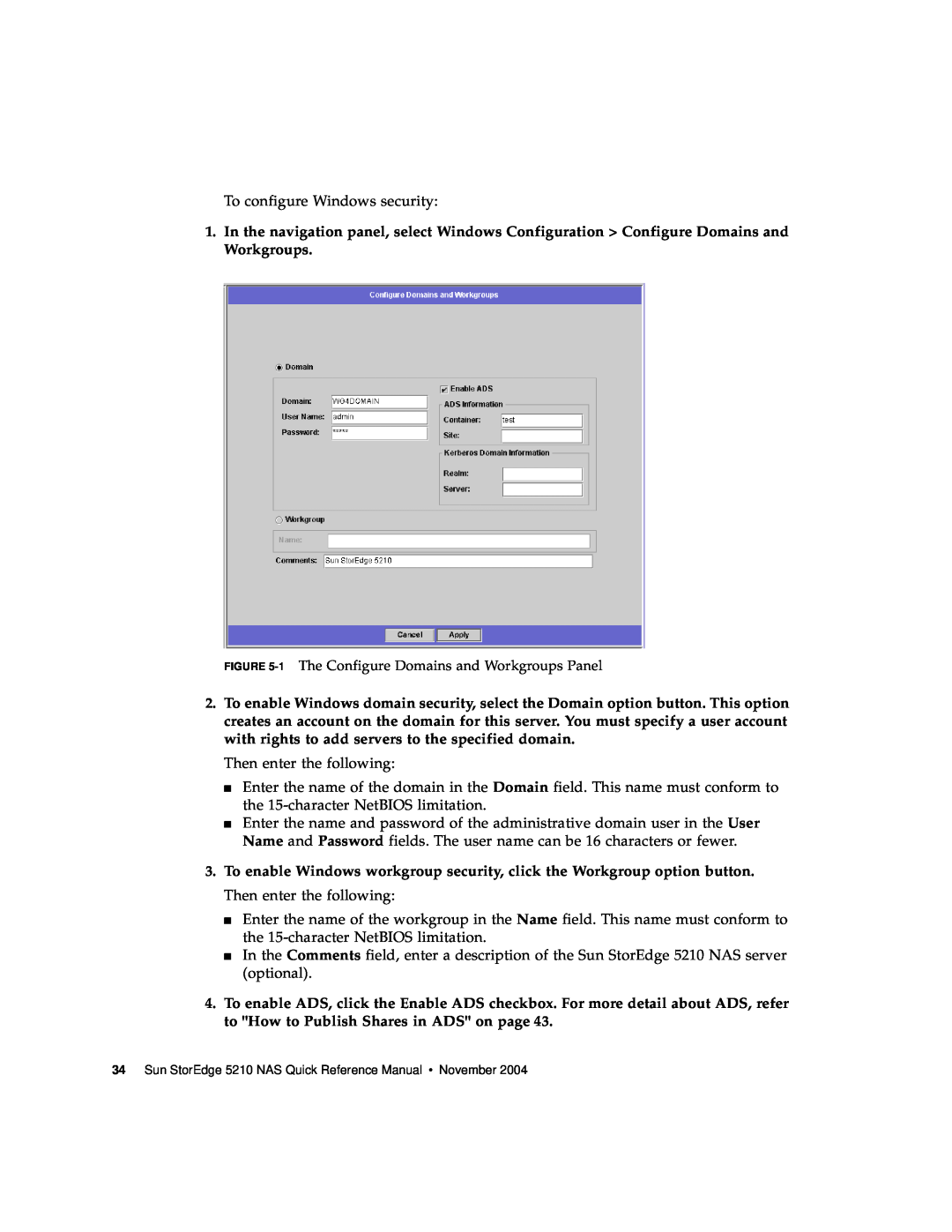Sun Microsystems 5210 NAS manual To configure Windows security 